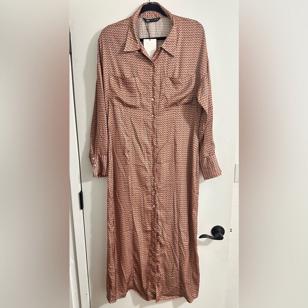 Zara Ref Geometric Long Sleeve Dress